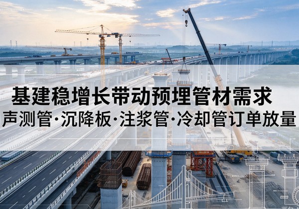 无为基建稳增长带动预埋监测管材需求，声测管、沉降板、注浆管订单持续放量